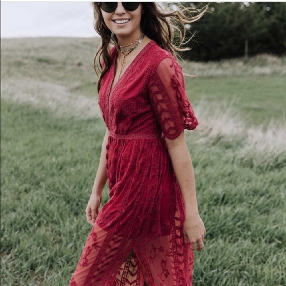 Red lace romper size small